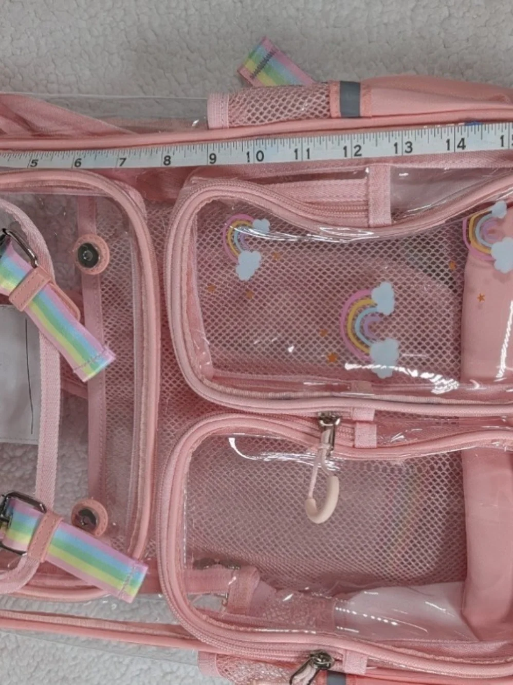 Pink Clear Backpack School resist big New various compartments